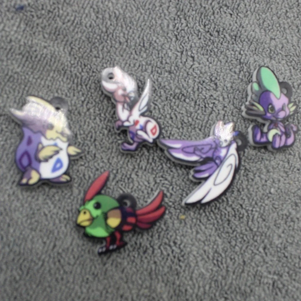 Unbranded Acrylic Monster Charms Unisex Purple Green Good Fantasy Set of 5 Craft